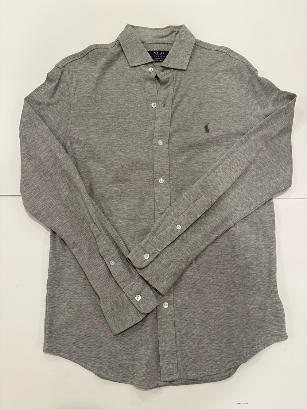 NEW Polo Ralph Lauren Featherweight Grey Heather Jersey Knit Long Sleeve -Medium